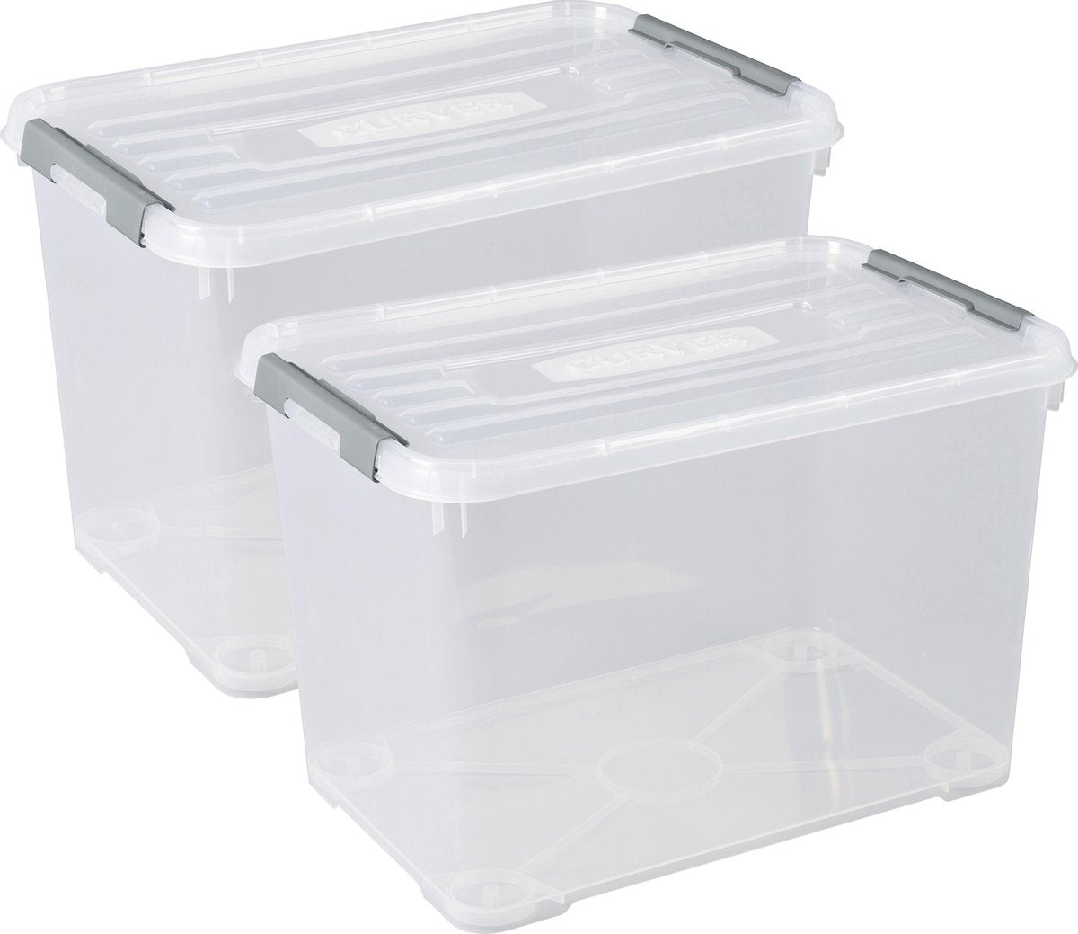 Curver Handy+ Opbergbox - 65L - 2 stuks - Transparant met deksel