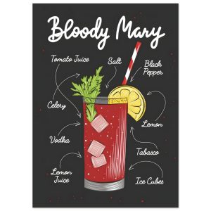 Artfulprints Bloody Mary cocktail – Illustratie poster 50×70 cm Artfulprints Bloody Mary cocktail – Illustratie poster 50×70 cm