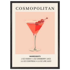 Artfulprints Poster met Lijst Cosmopolitan cocktail – Ingrediënten – 5 Artfulprints Poster met Lijst Cosmopolitan cocktail – Ingrediënten – 5