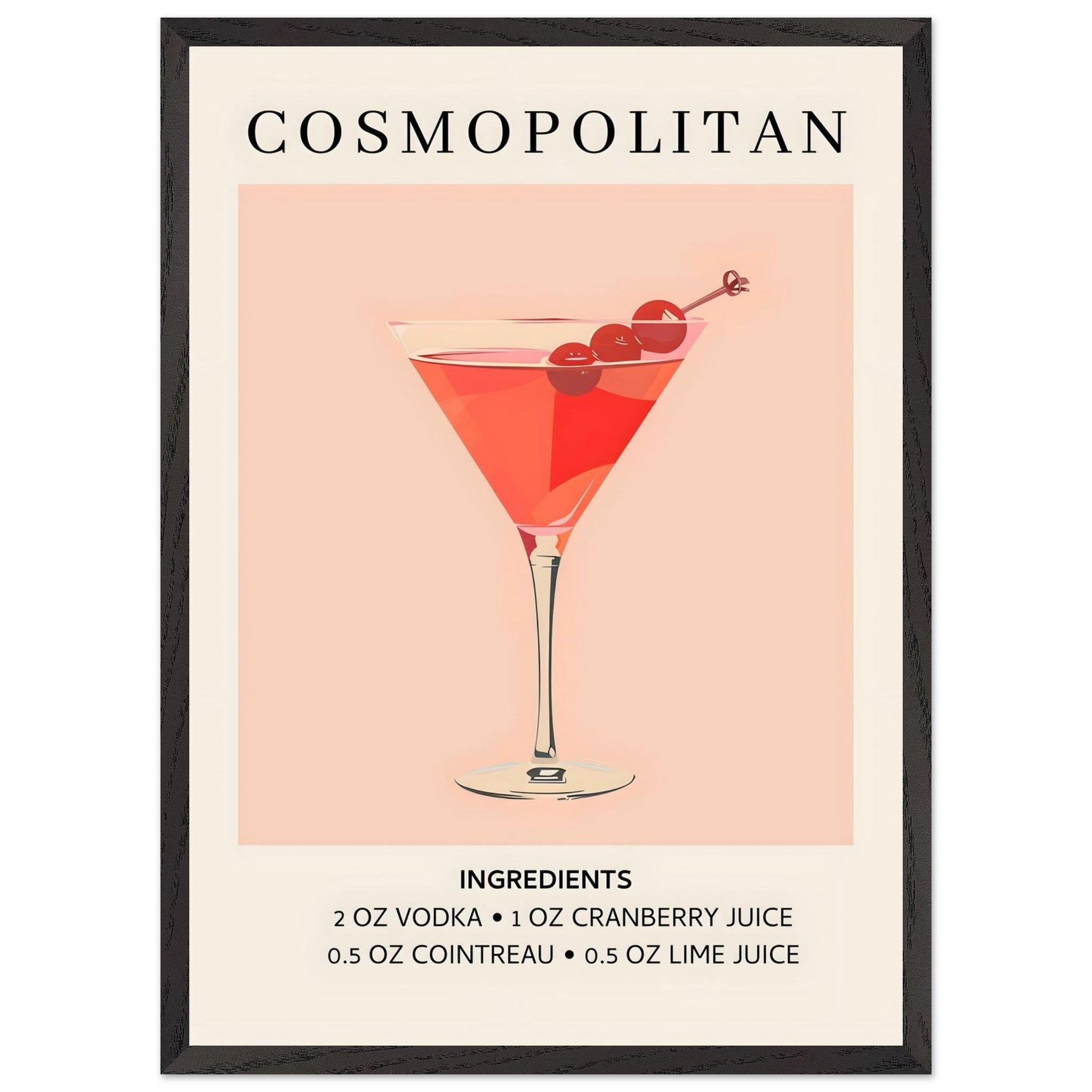 Artfulprints Poster met Lijst Cosmopolitan cocktail - Ingrediënten - 5