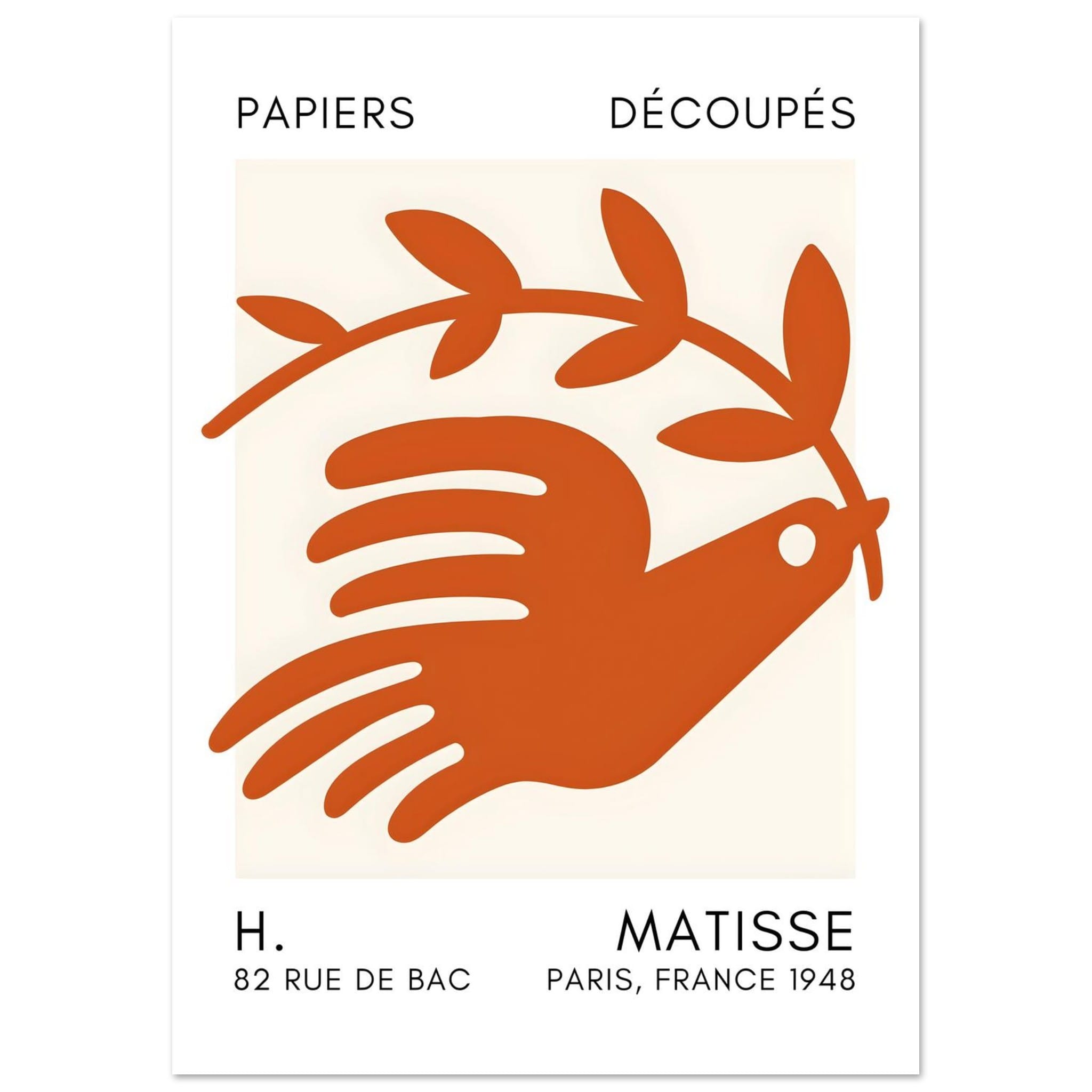 Artfulprints Poster Matisse – Peace dove orange - A4 21x29.7 cm - Oran