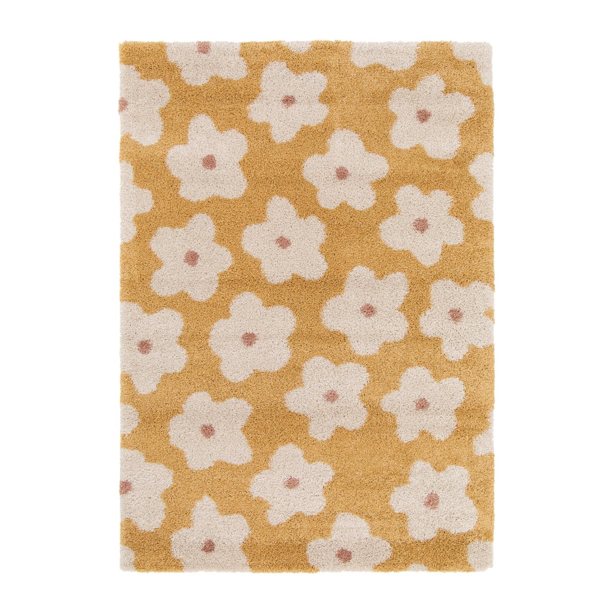 AFK Living vloerkleed Bloemen - voor kinderen - geel - 80 x 150 cm