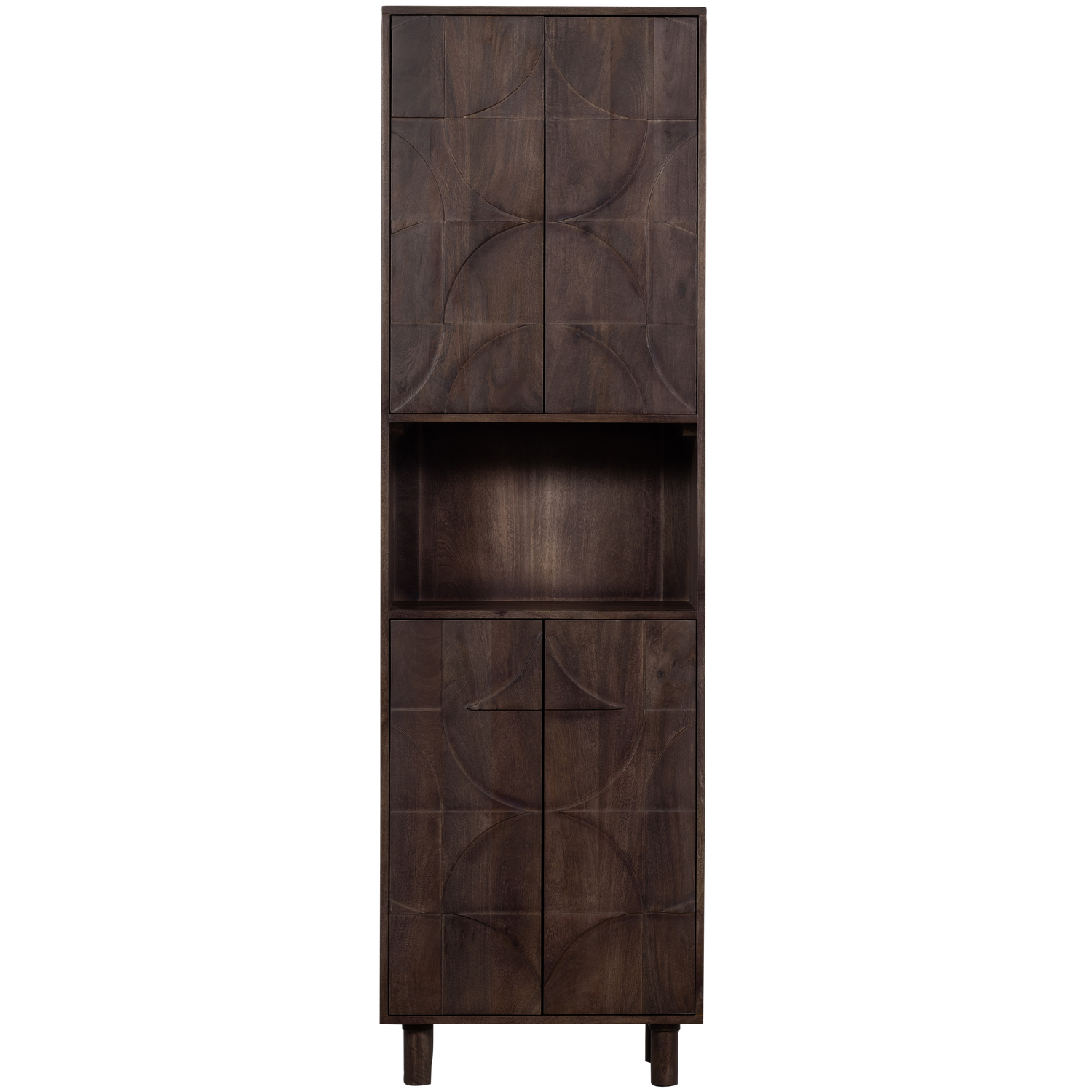 WOOOD 4-deurs opbergkast Draw - Mangohout - Walnoot - 200x60x40