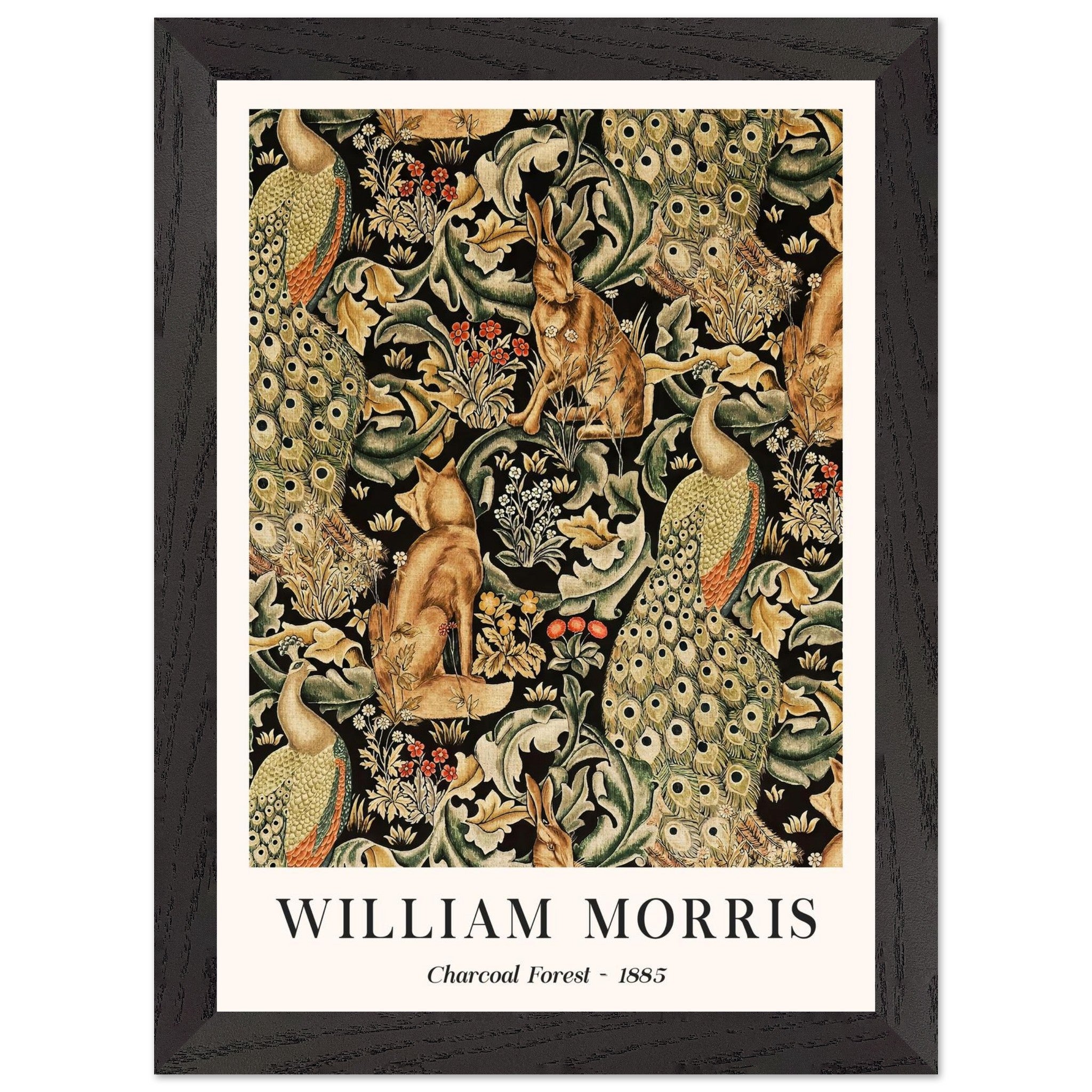 Artfulprints Poster met Lijst William Morris - Charcoal forrest - A4 2