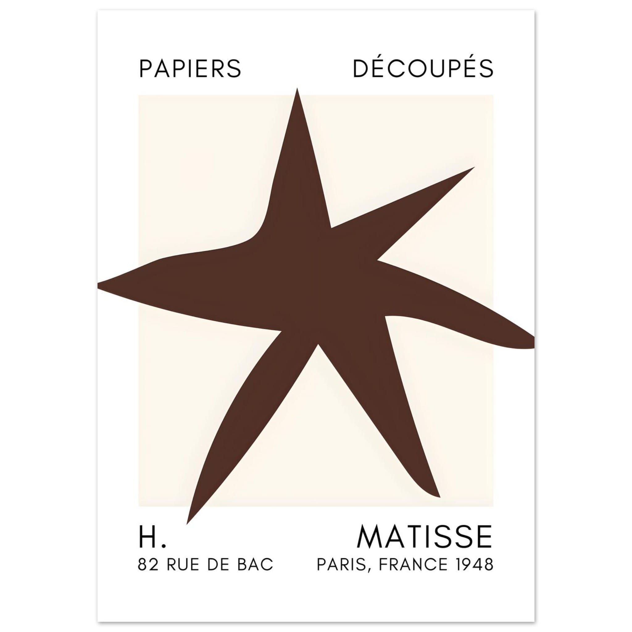 Artfulprints Poster Matisse – Star of the sea brown - 50x70 cm - Bruin