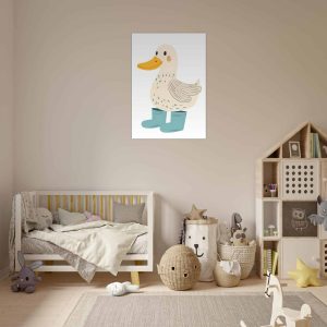 Artfulprints Lieve eend op regenlaarzen poster 70×100 cm Artfulprints Lieve eend op regenlaarzen poster 70×100 cm