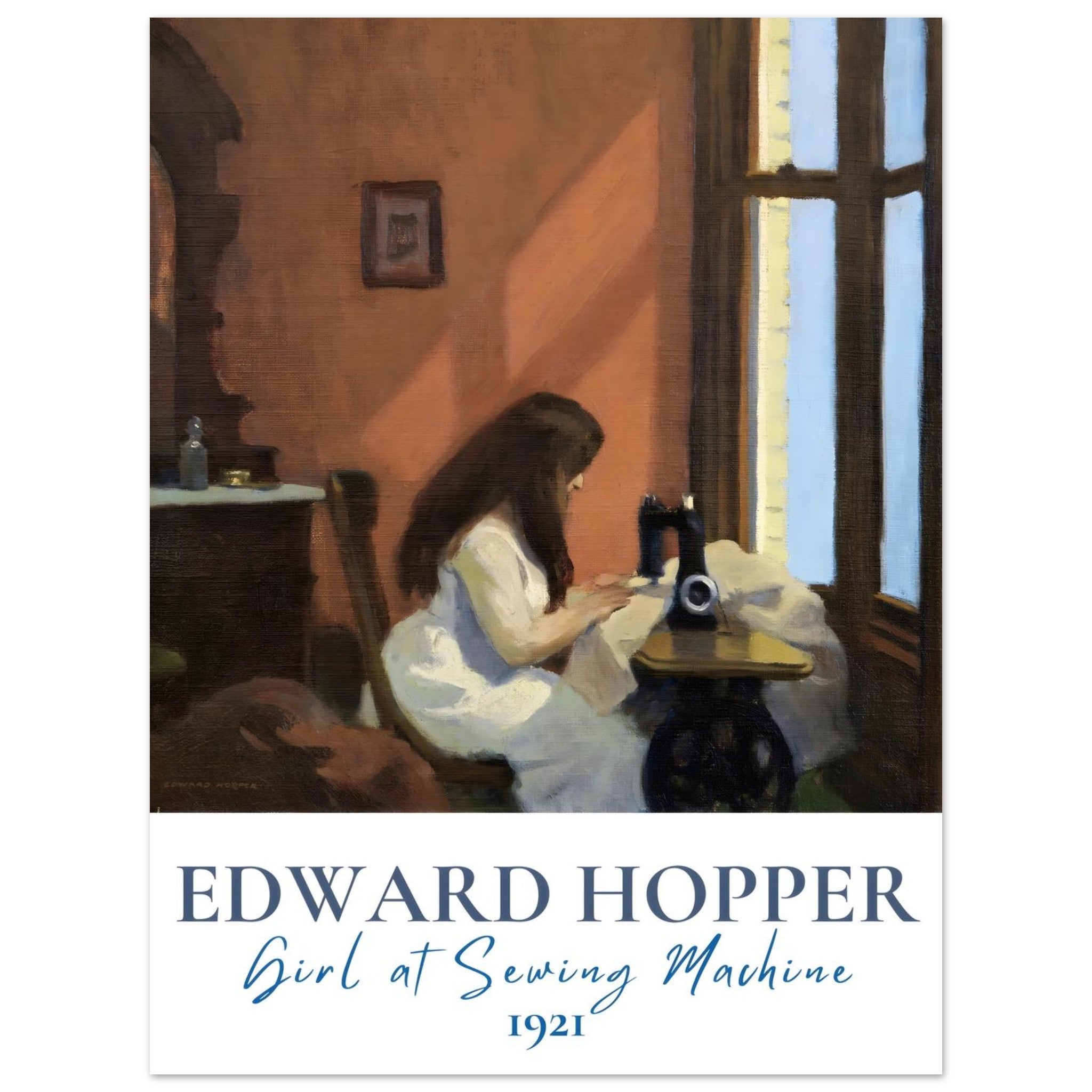 Artfulprints Poster Edward Hopper - Girl at sewing machine - 30x40 cm