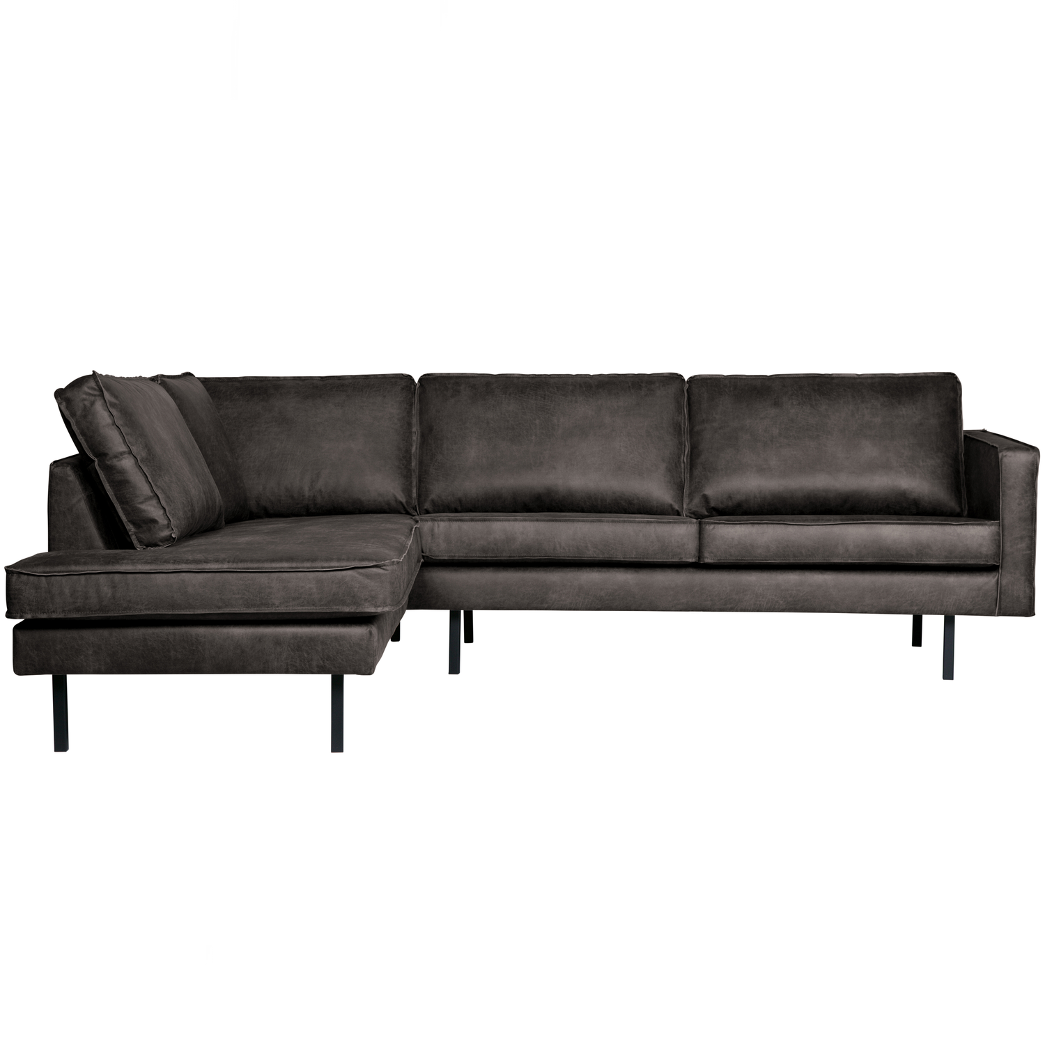 WOOOD hoekbank links Rodeo - Eco-leder - Zwart - 85x266x86/213