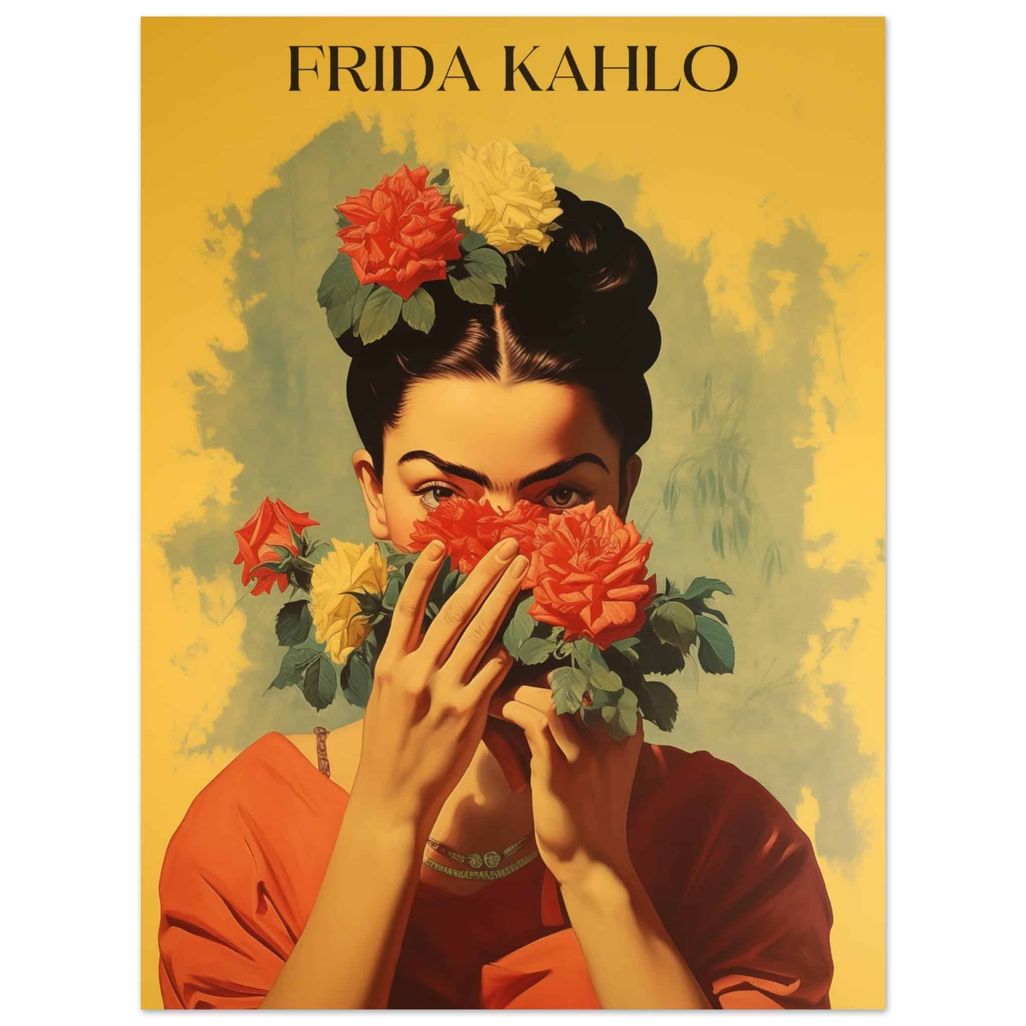 Artfulprints Poster Frida Kahlo - Behind the bloom - 30x40 cm - Geel