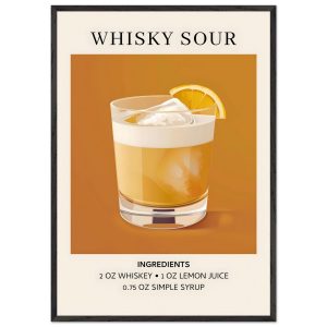 Artfulprints Poster met Lijst Whisky Sour cocktail – Ingrediënten – 70 Artfulprints Poster met Lijst Whisky Sour cocktail – Ingrediënten – 70