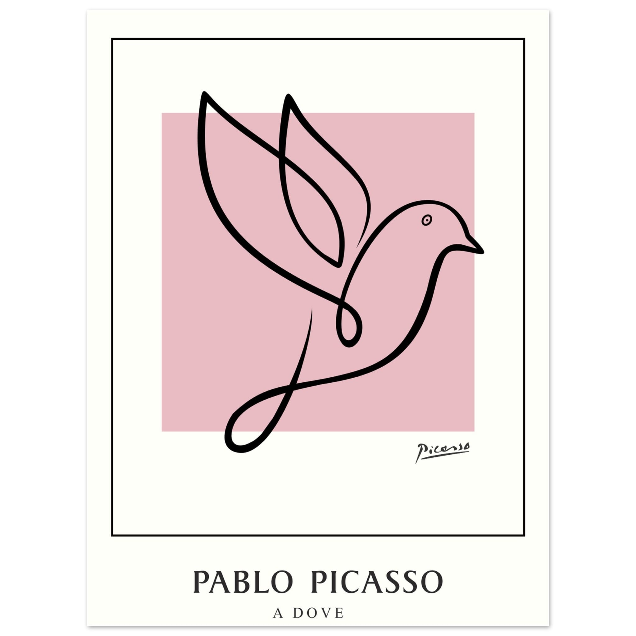 Artfulprints Poster Pablo Picasso - A dove - 30x40 cm - Roze