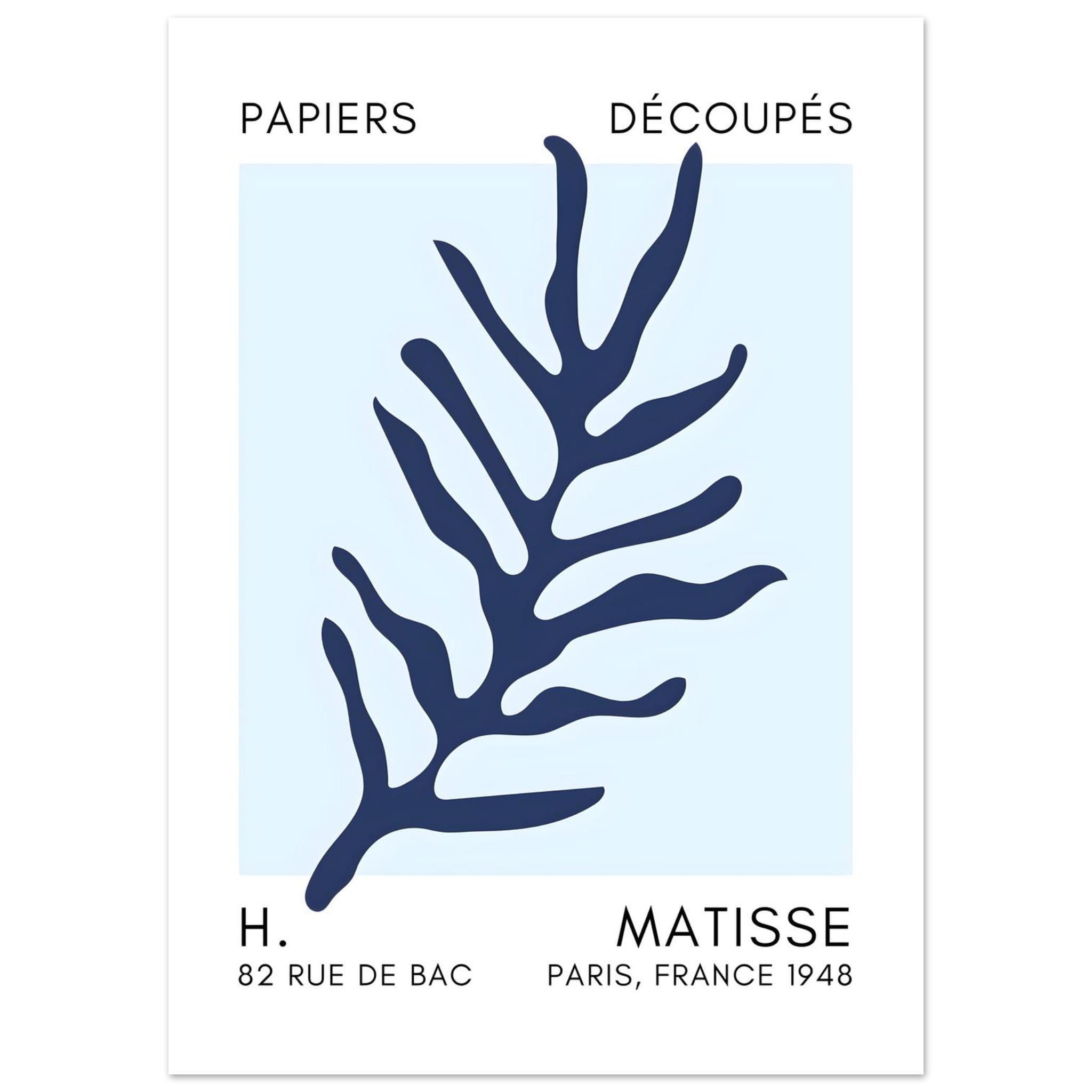Artfulprints Poster Matisse – Ocean flora navy blue I - 50x70 cm - Bla