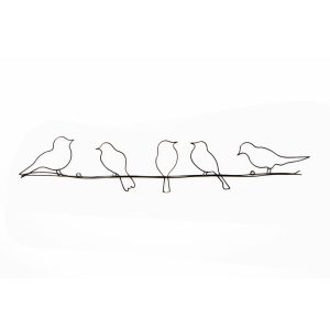 Art for the Home Metal Art – Vogeltjes op draad – Donkergrijs – 60×12, Art for the Home Metal Art – Vogeltjes op draad – Donkergrijs – 60×12,