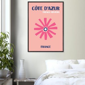 Artfulprints Poster Frankrijk – Cote d'Azur – 70×100 cm – Roze Artfulprints Poster Frankrijk – Cote d'Azur – 70×100 cm – Roze