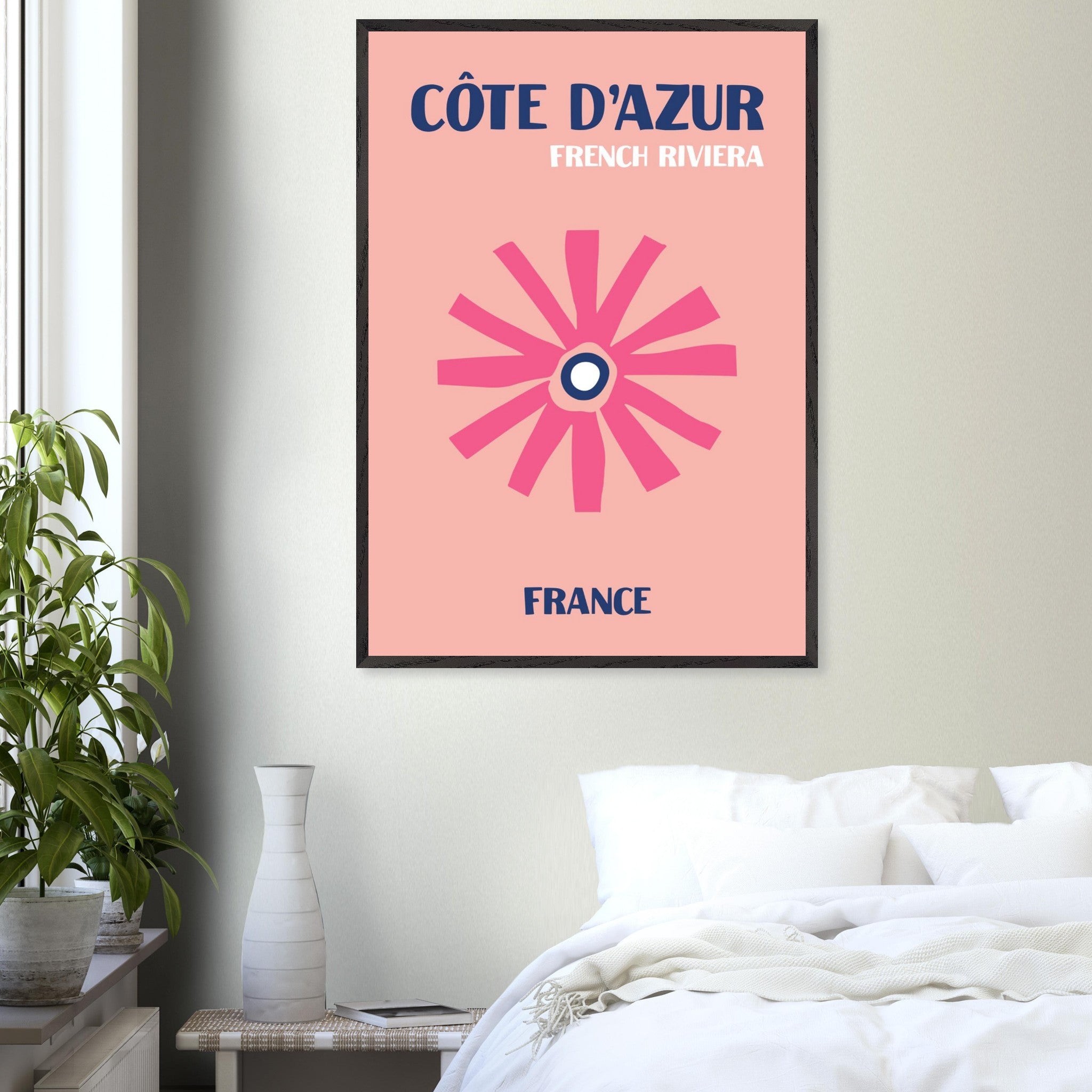 Artfulprints Poster Frankrijk - Cote d'Azur - 70x100 cm - Roze