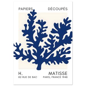 Artfulprints Poster Matisse – Aqua bloom navy blue II – A4 21×29.7 cm Artfulprints Poster Matisse – Aqua bloom navy blue II – A4 21×29.7 cm