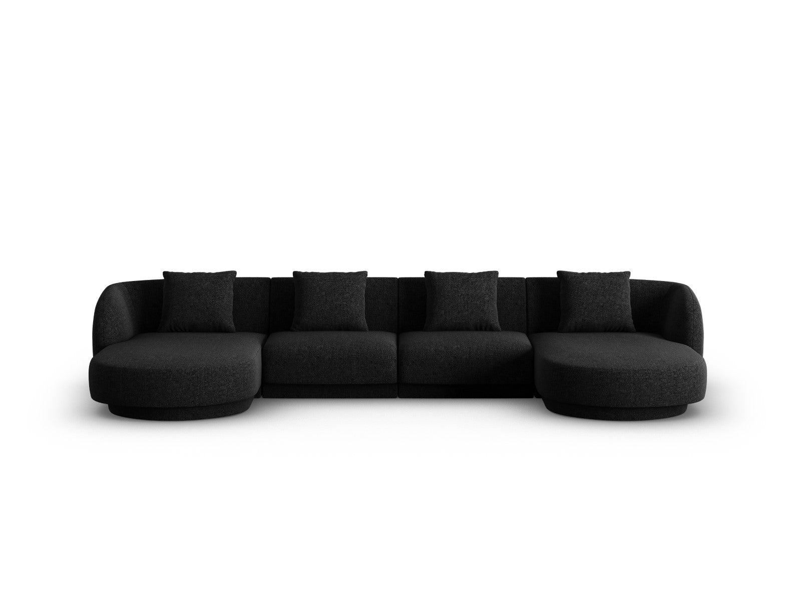 Cosmopolitan Design Panoramische bank Tulum 5-zits, chenille, zwart -