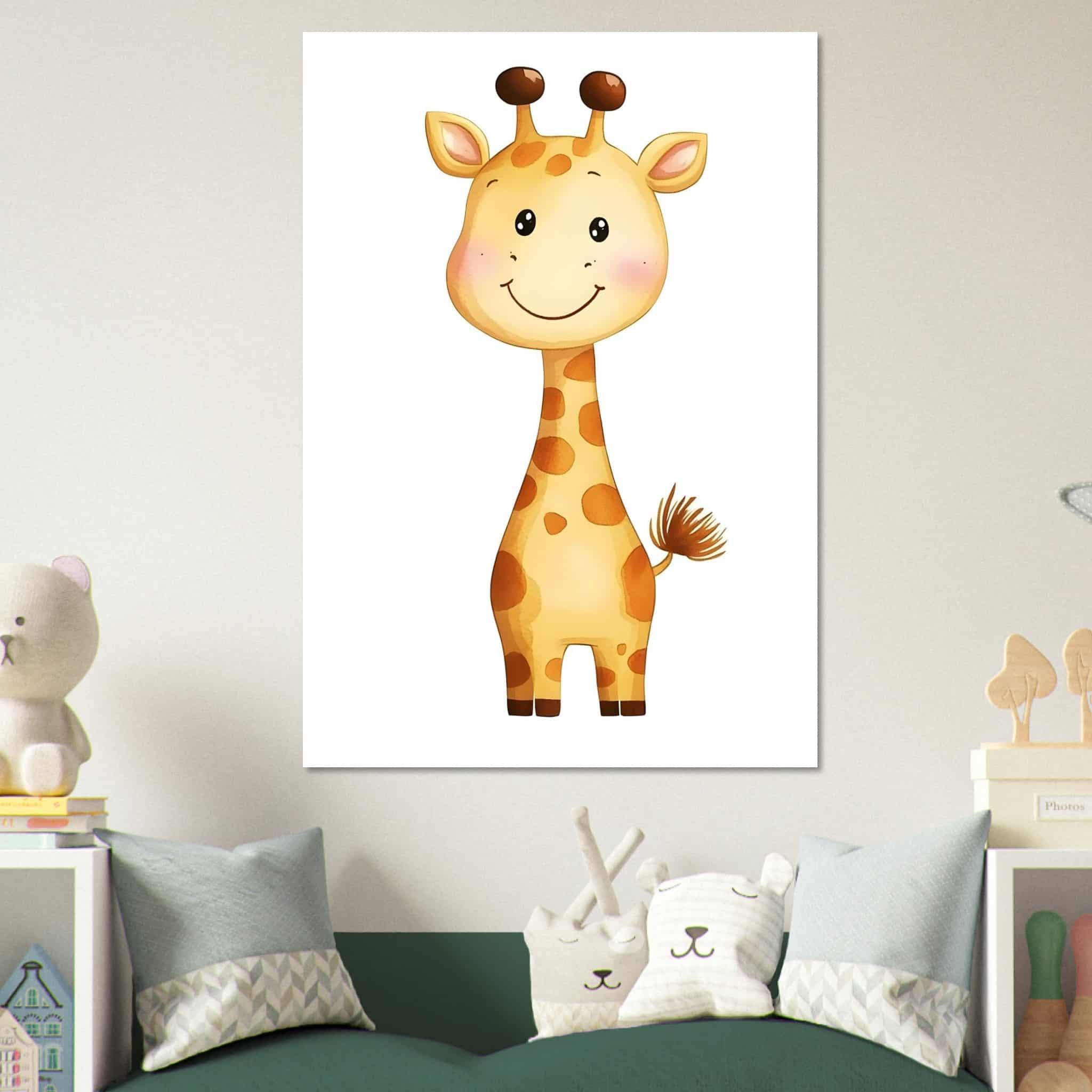 Artfulprints Poster Lachende giraffe - 70x100 cm - Geel