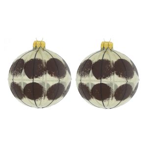 Dagmara kerstbal – bruin – glas – set van 2 – met een bruin gestippeld Dagmara kerstbal – bruin – glas – set van 2 – met een bruin gestippeld