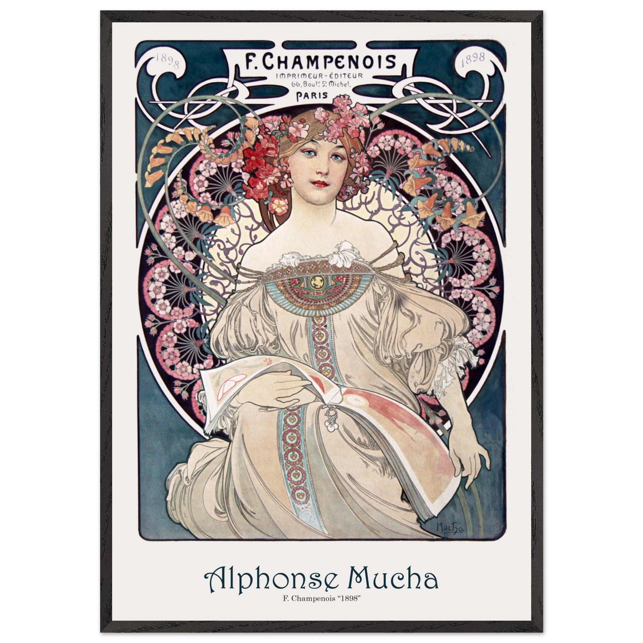 Artfulprints Poster met Lijst Alphonse Mucha - F. Champenois - 70x100