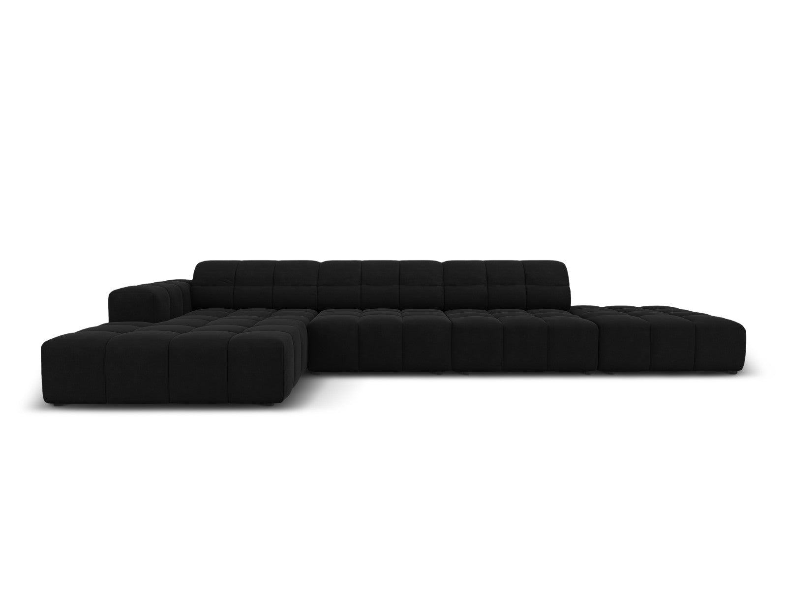 Cosmopolitan Design linker hoekbank Chicago 5-zits, flueel zwart - 167