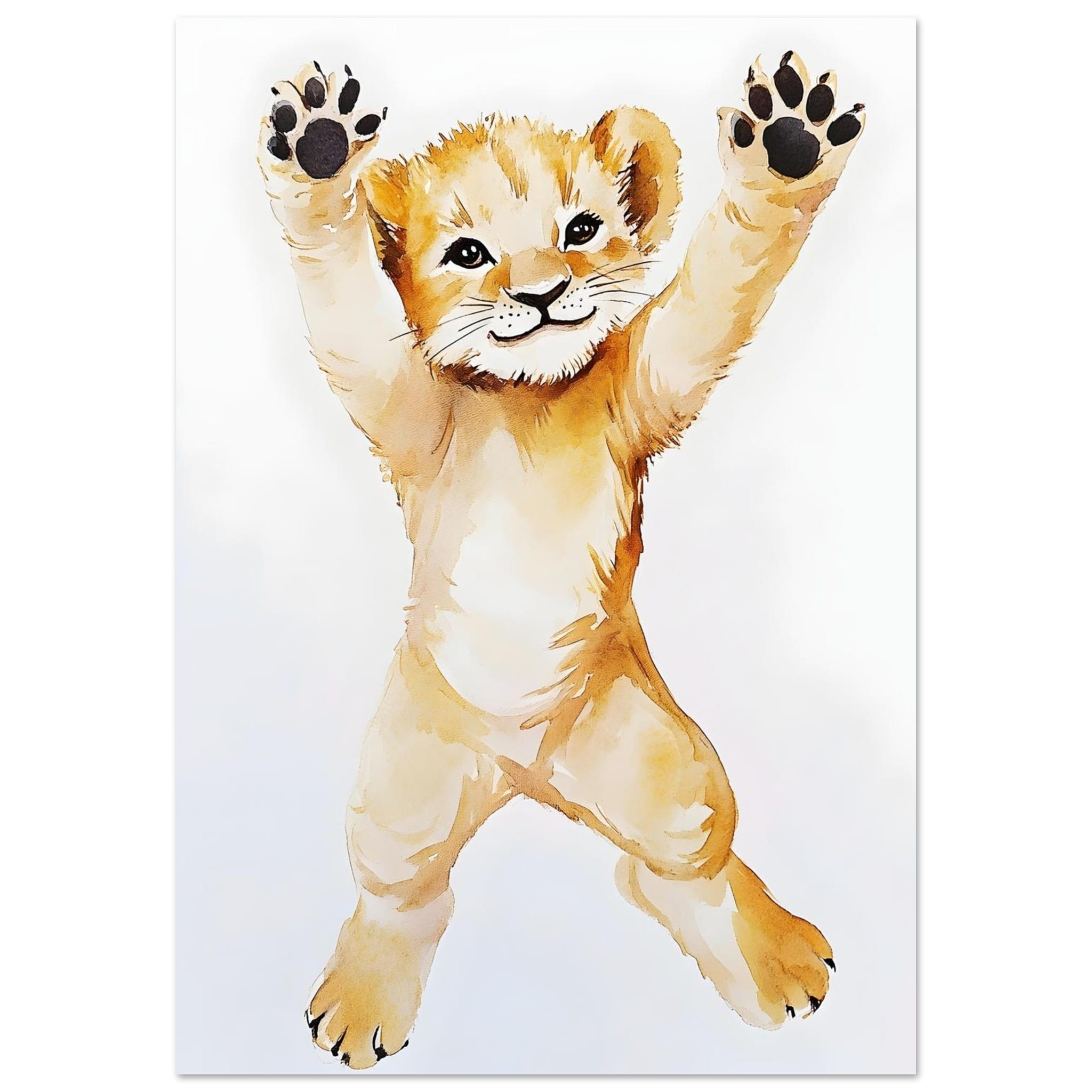 Artfulprints Poster Springende baby tijger - 70x100 cm - Meerkleurig