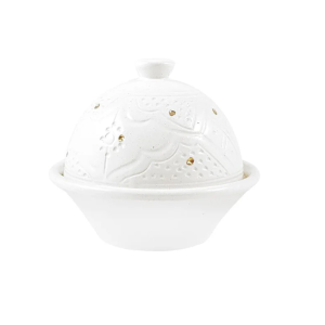Chabi Chic Botervloot – Empreinte -wit/goud – keramiek – Ø 9 cm x H 10