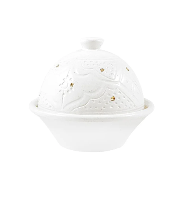 Chabi Chic Botervloot - Empreinte -wit/goud - keramiek - Ø 9 cm x H 10