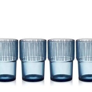 Bitz Waterglas Kusintha 280 ml – kleur Blauw – set van 4 stuks – stape Bitz Waterglas Kusintha 280 ml – kleur Blauw – set van 4 stuks – stape