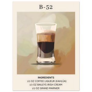 Artfulprints Poster B-52 cocktail – Ingrediënten – 30×40 cm – Bruin Artfulprints Poster B-52 cocktail – Ingrediënten – 30×40 cm – Bruin