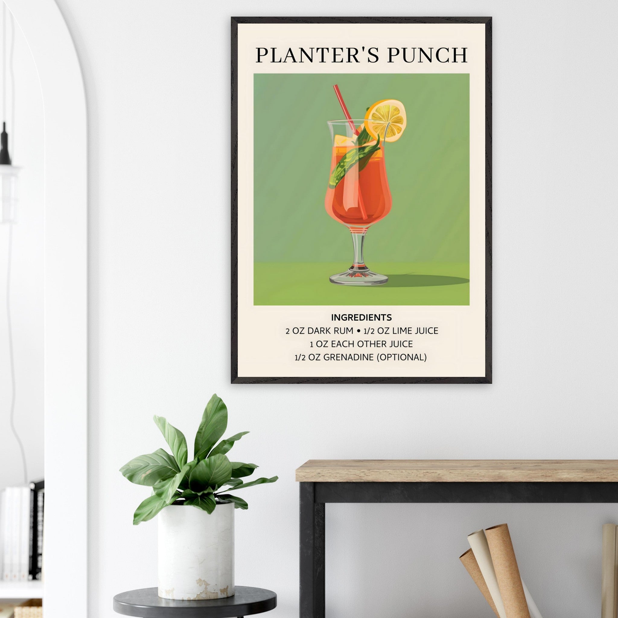 Artfulprints Poster Planter's Punch cocktail - Ingrediënten - 70x100 c