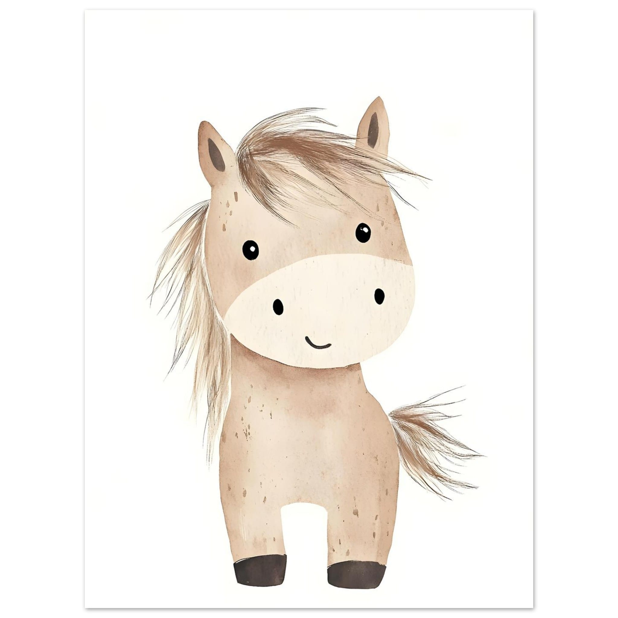 Artfulprints Poster Avontuurlijke pony - 30x40 cm - beige
