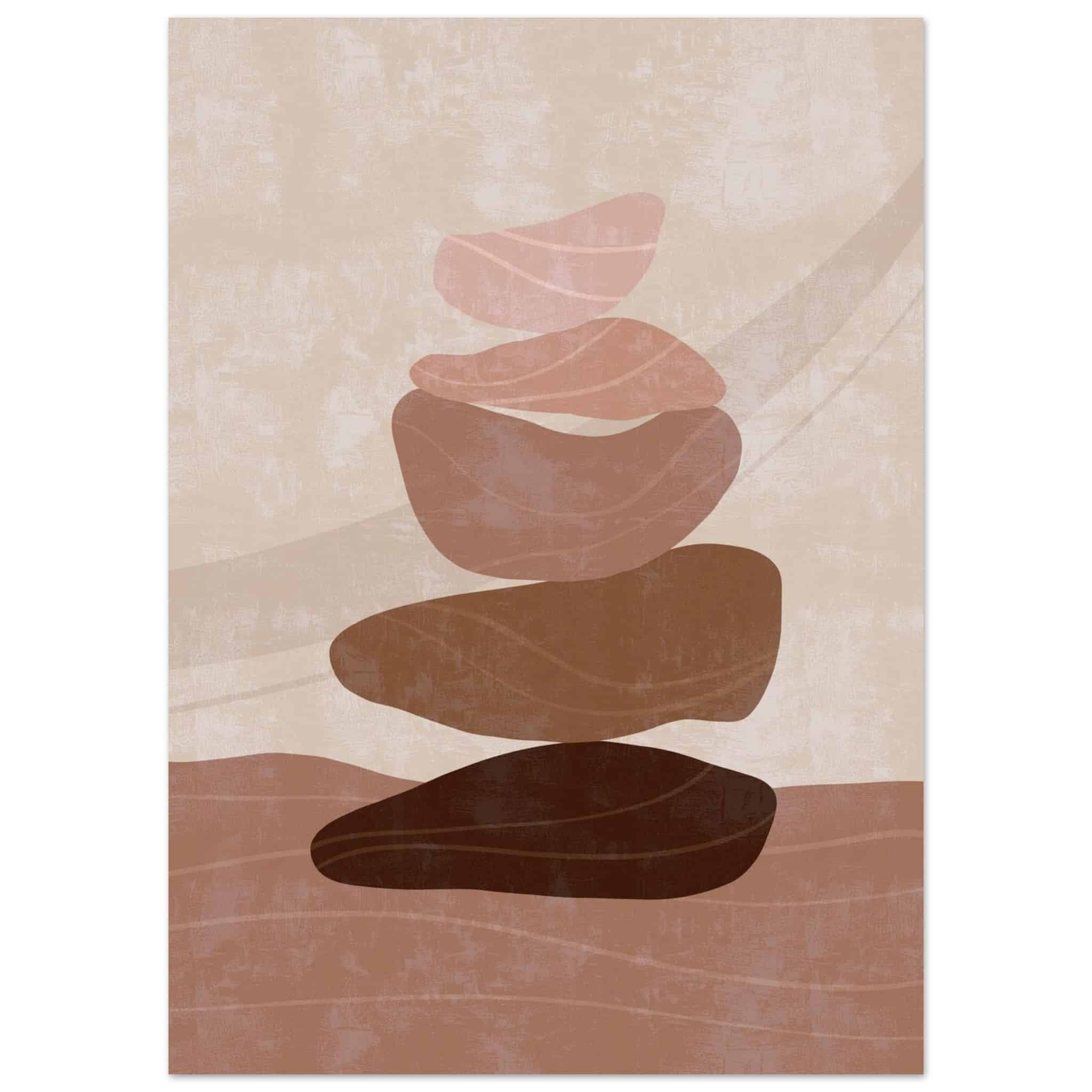 Artfulprints Poster Boho – Stone balance - 50x70 cm - Grijs