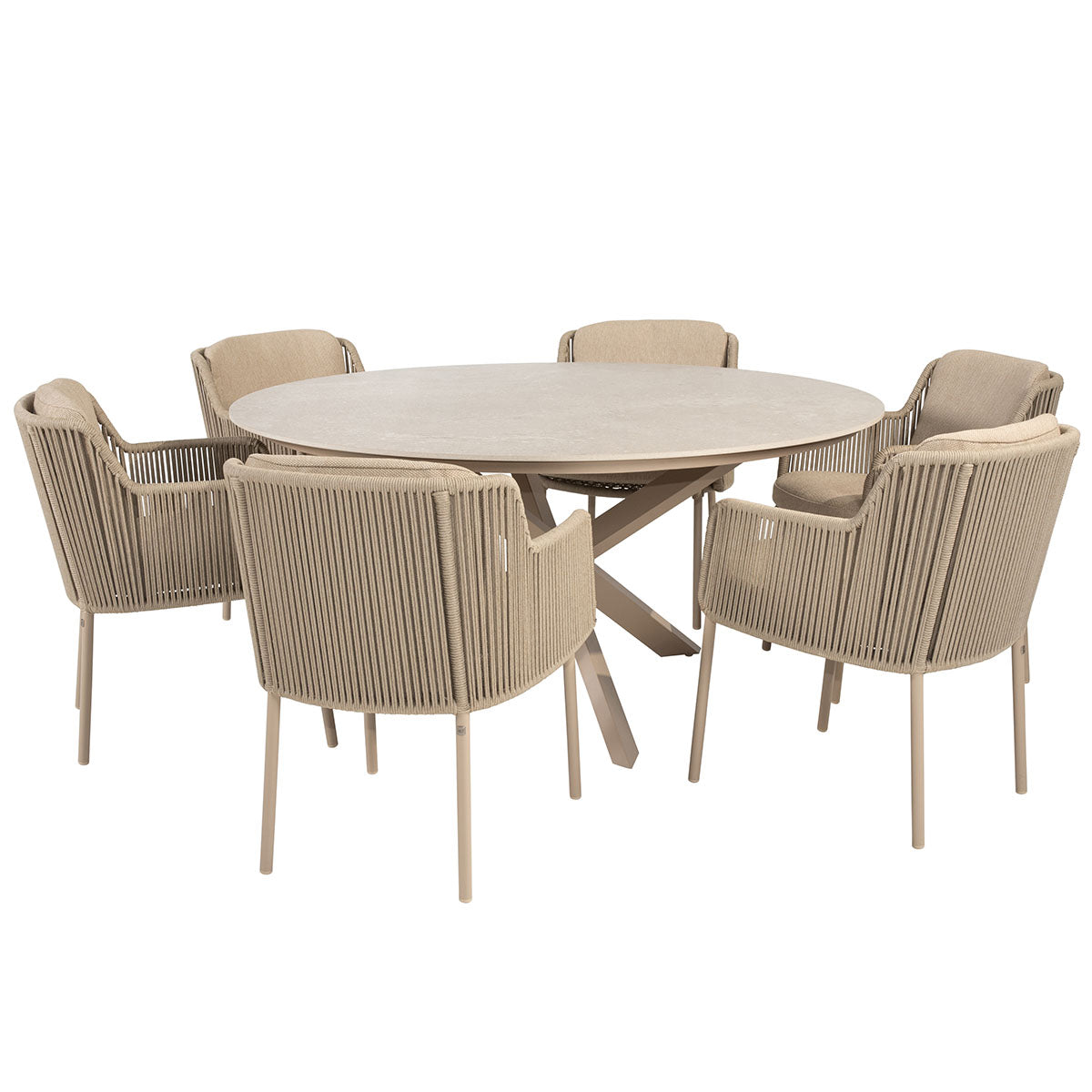 4 Seasons tuinset Bernini 7-delig - Prado tuintafel Ø160 cm - ceramic