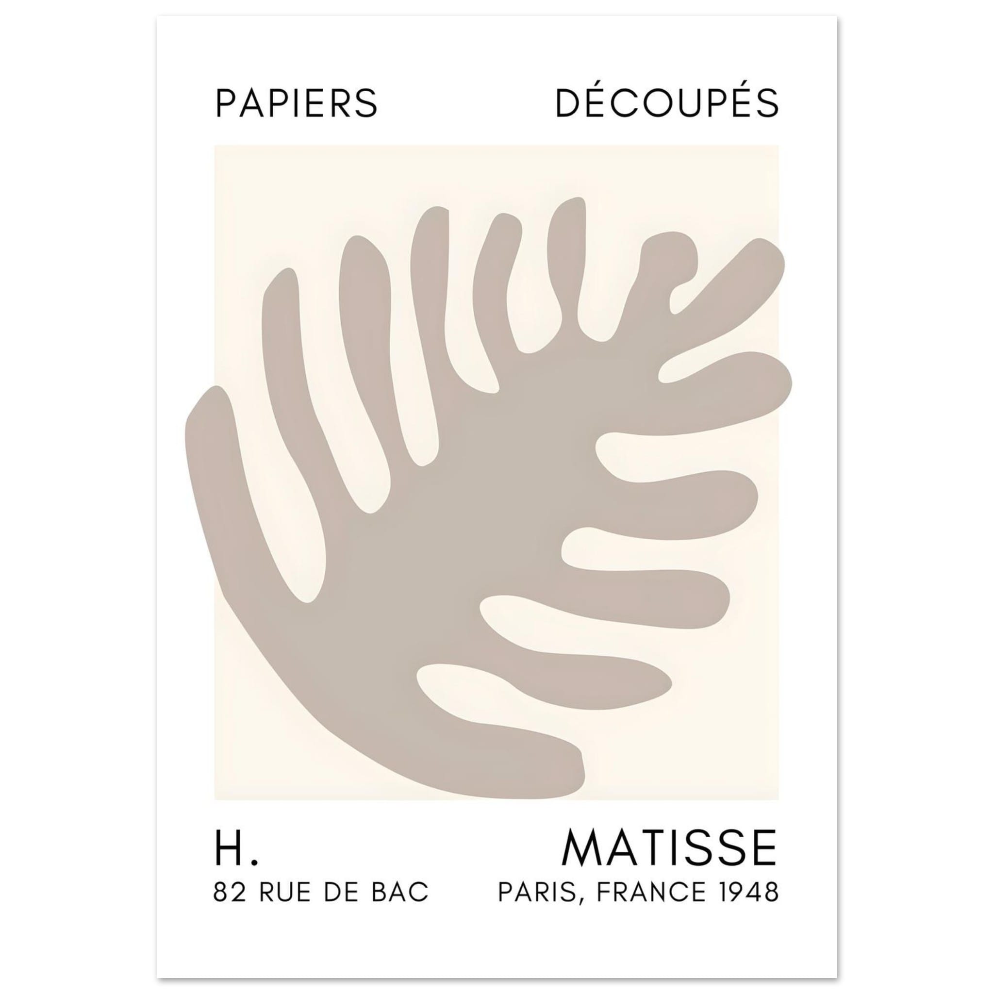 Artfulprints Poster Matisse – Coral bloom grey - A4 21x29.7 cm - Grijs