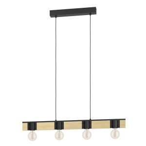 EGLO hanglamp Bailrigg – e27 – 89,5 cm – zwart/bruin – hout/staal EGLO hanglamp Bailrigg – e27 – 89,5 cm – zwart/bruin – hout/staal