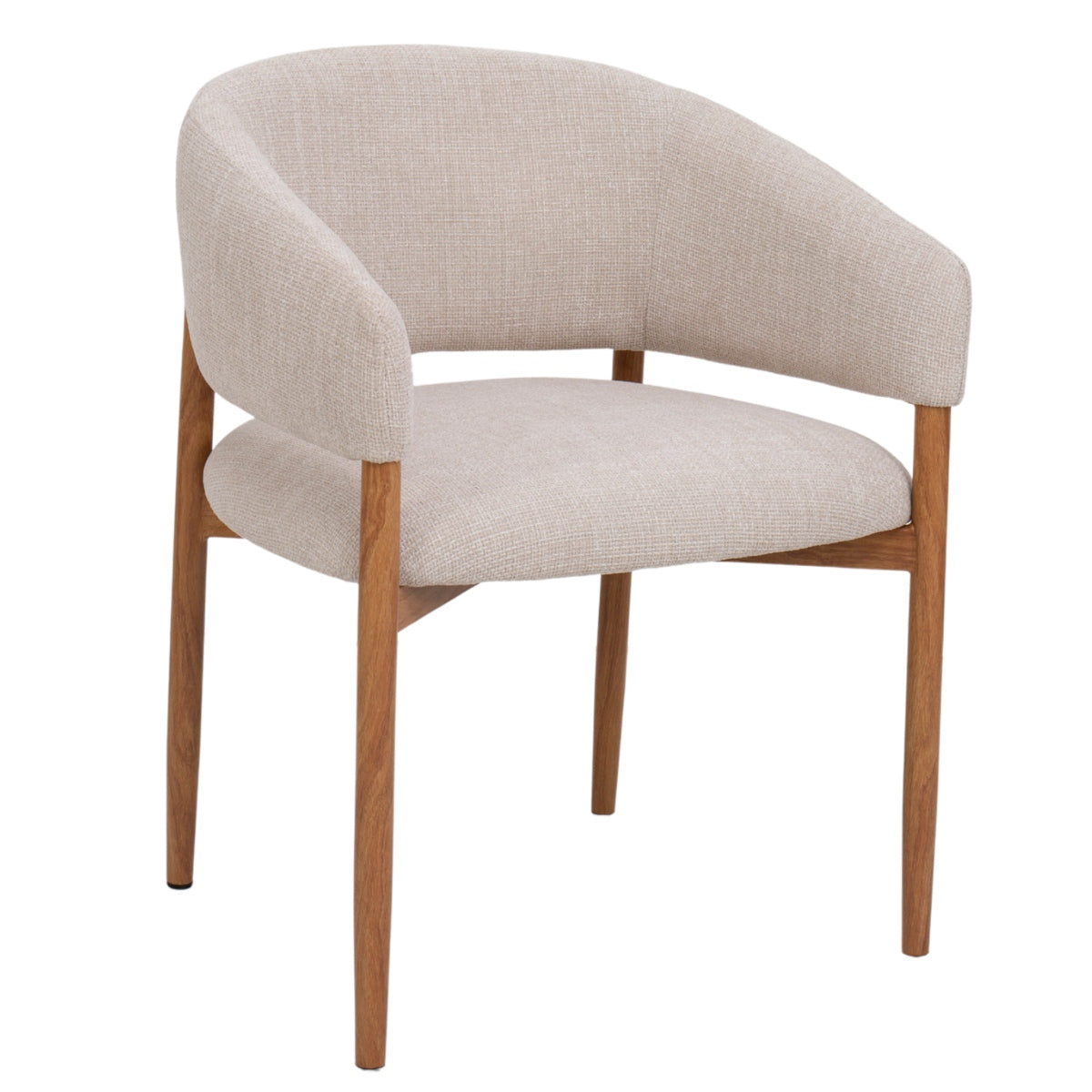 DÉJA Living Eetkamerstoel Elora - Beige/Naturel - Stoffen Armstoel - S