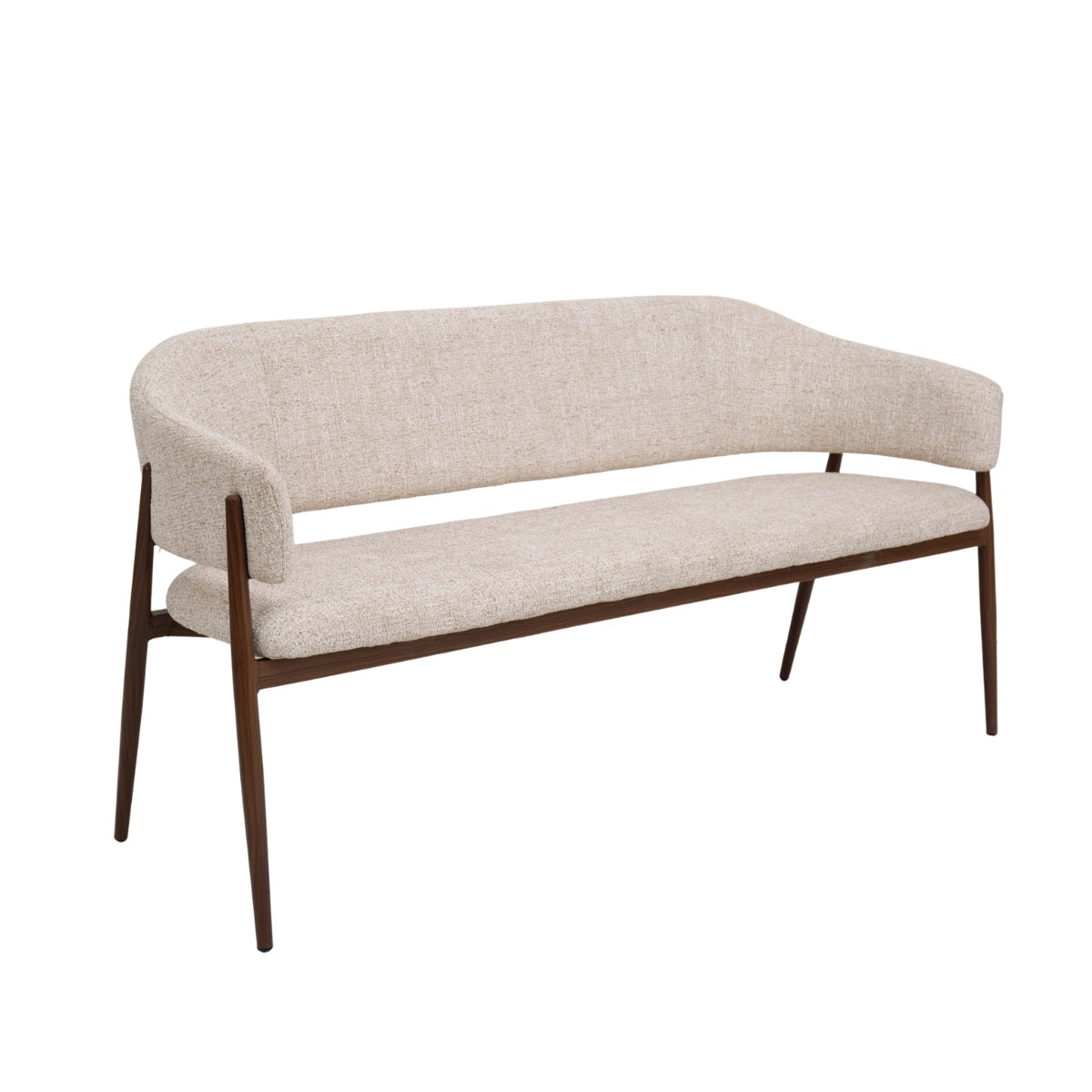 DÉJA Living Eetkamerbank Dénia - Beige/Walnoot - 160cm