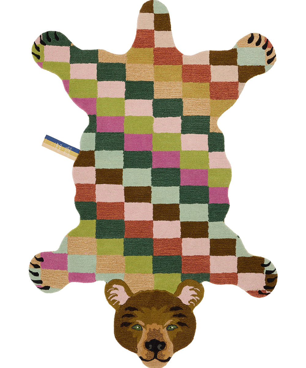 Doing Goods Archie Geruite Beer Vloerkleed - XL 240 x 165 x 2 cm - 100