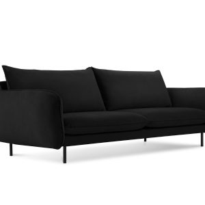 Cosmopolitan Design Bank Vienna 3-zits, flueel, zwart – 92x200x95cm Cosmopolitan Design Bank Vienna 3-zits, flueel, zwart – 92x200x95cm