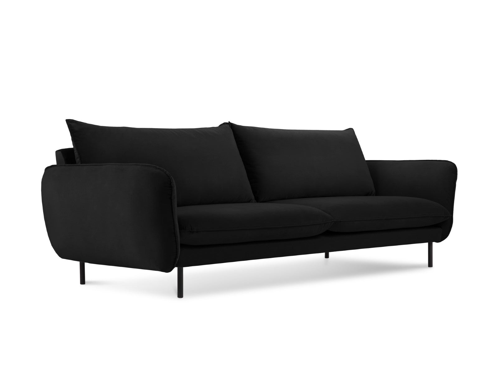 Cosmopolitan Design Bank Vienna 3-zits, flueel, zwart - 92x200x95cm