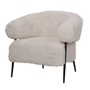 DÉJA Living Fauteuil Bogo Fluffy – Beige Stof – 86x74x78cm DÉJA Living Fauteuil Bogo Fluffy – Beige Stof – 86x74x78cm
