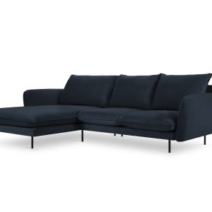 Cosmopolitan Design linker hoekbank Vienna 5-zits, flueel, donkerblauw Cosmopolitan Design linker hoekbank Vienna 5-zits, flueel, donkerblauw
