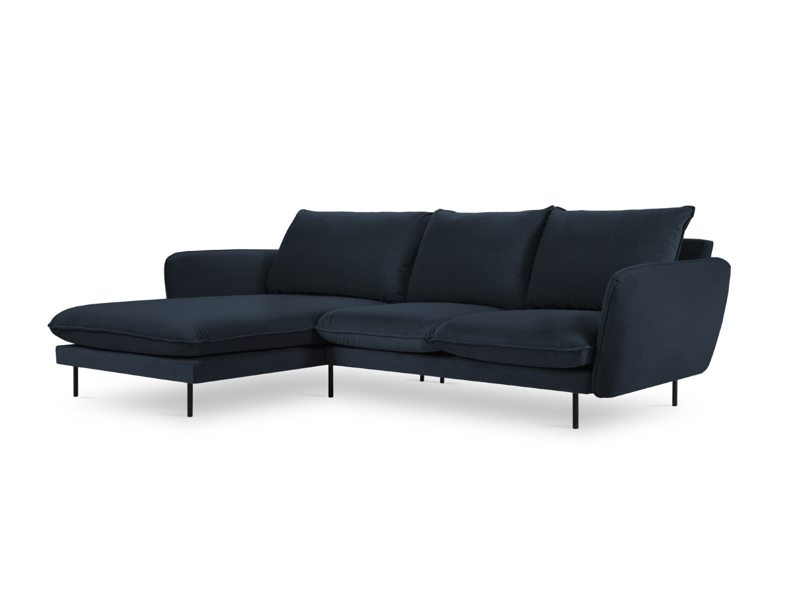 Cosmopolitan Design linker hoekbank Vienna 5-zits, flueel, donkerblauw