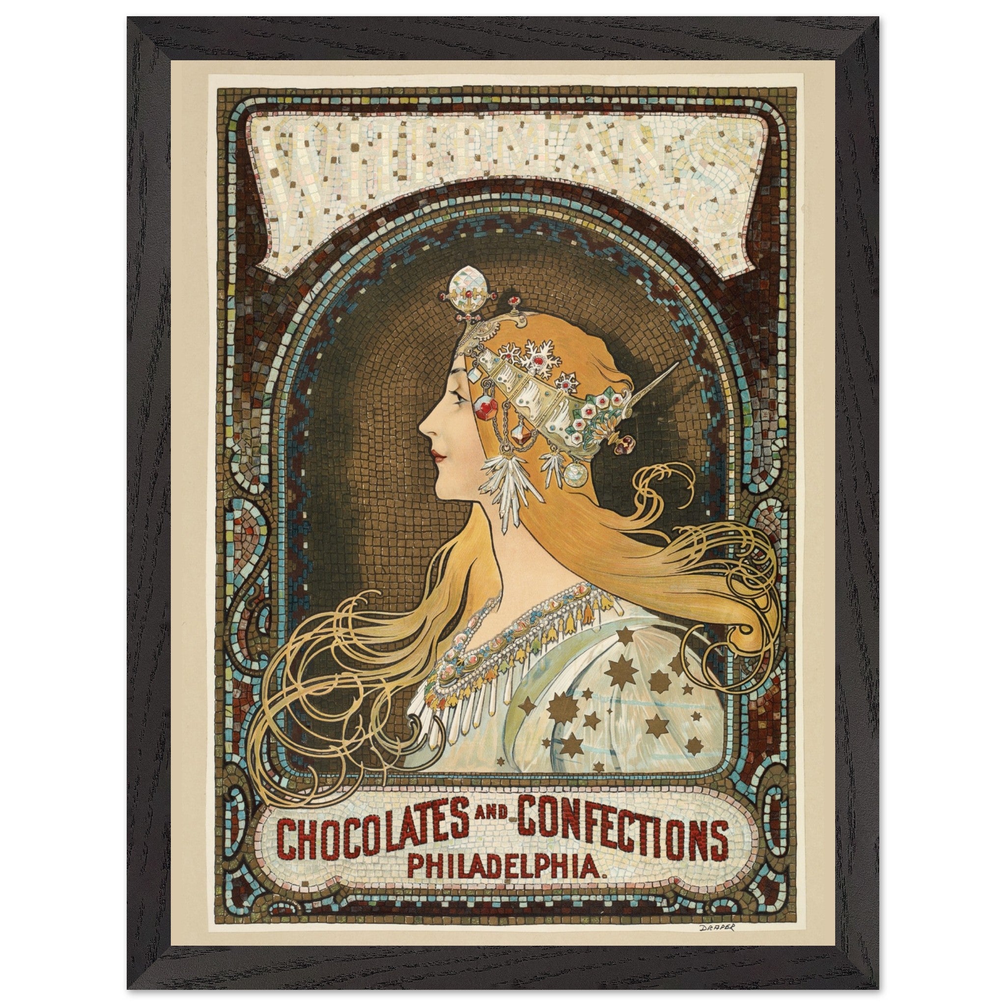 Artfulprints Poster met Lijst Alphonse Mucha - Chocolates and confecti