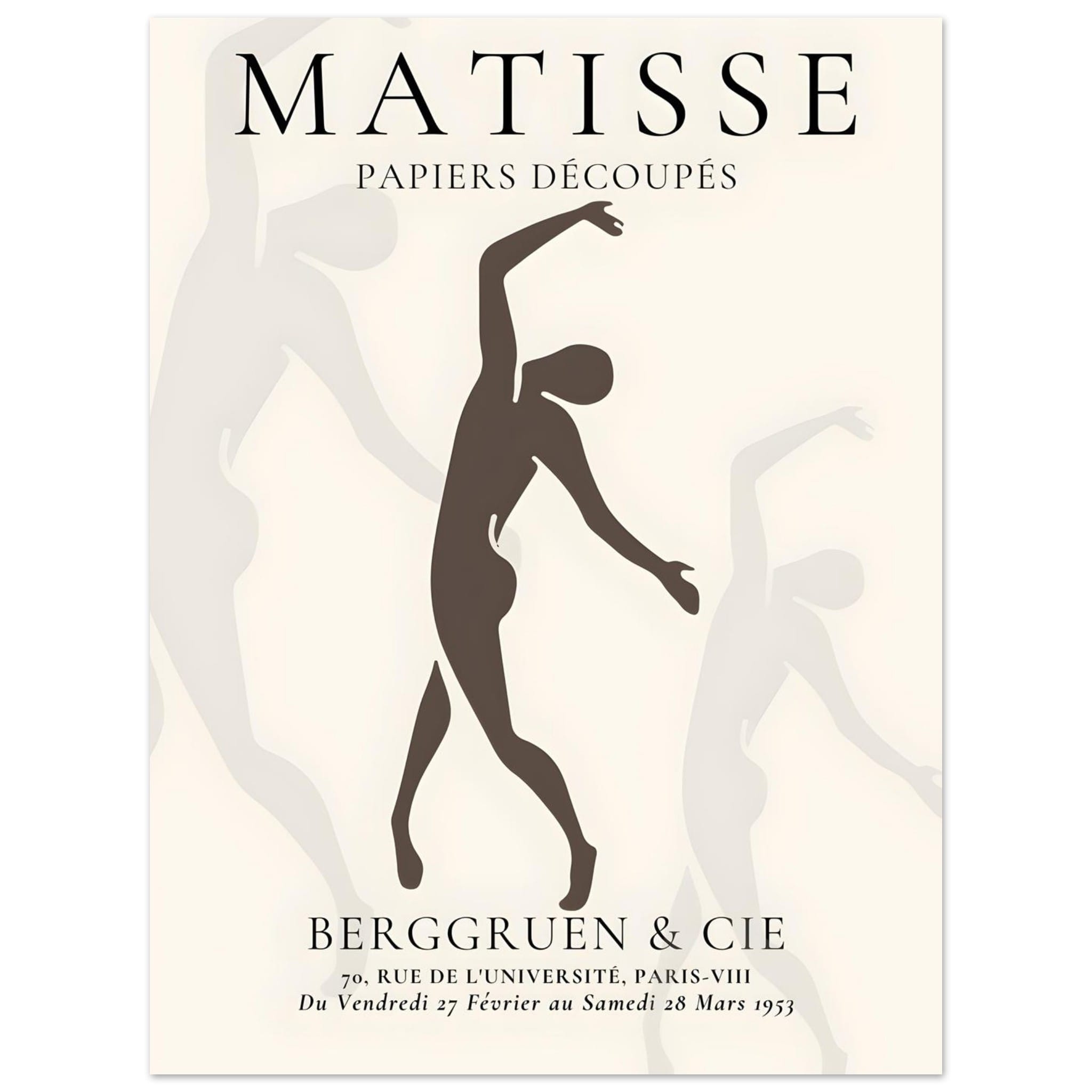 Artfulprints Poster Matisse – Dancing silhouettes - 30x40 cm - Grijs