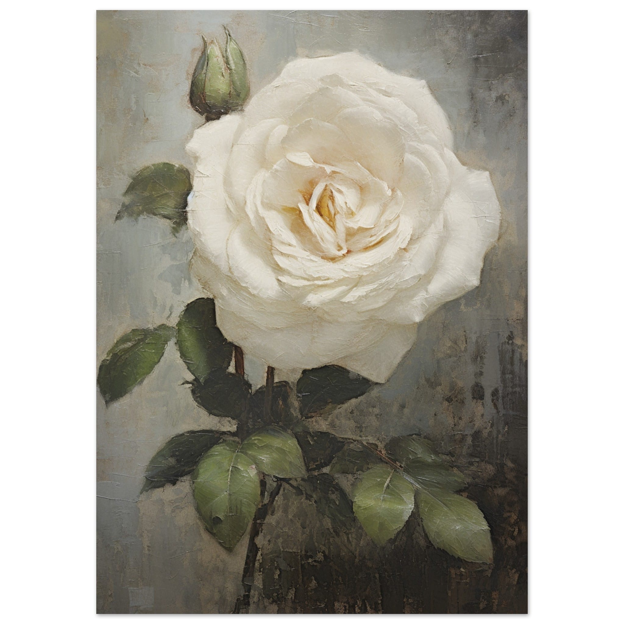 Artfulprints Poster White rose - 50x70 cm - Wit