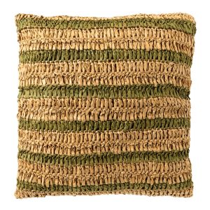ANTONY – sierkussen 45×45 cm – strepen van raffia – Olive Branch – gro