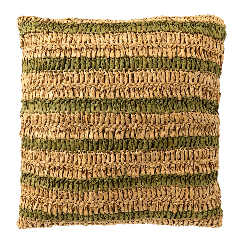 ANTONY - kussenhoes 45x45 cm - strepen van raffia - Olive Branch - gro