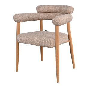 DÉJA Living Eetkamerstoel Lidingö – Taupe/Naturel Stof – Set van 2
